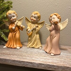 Set of Three Angel Figurines in Pastel Colors